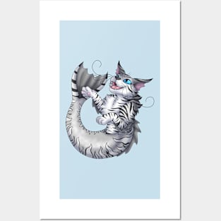 Purrmaid: Silver Tabby Posters and Art